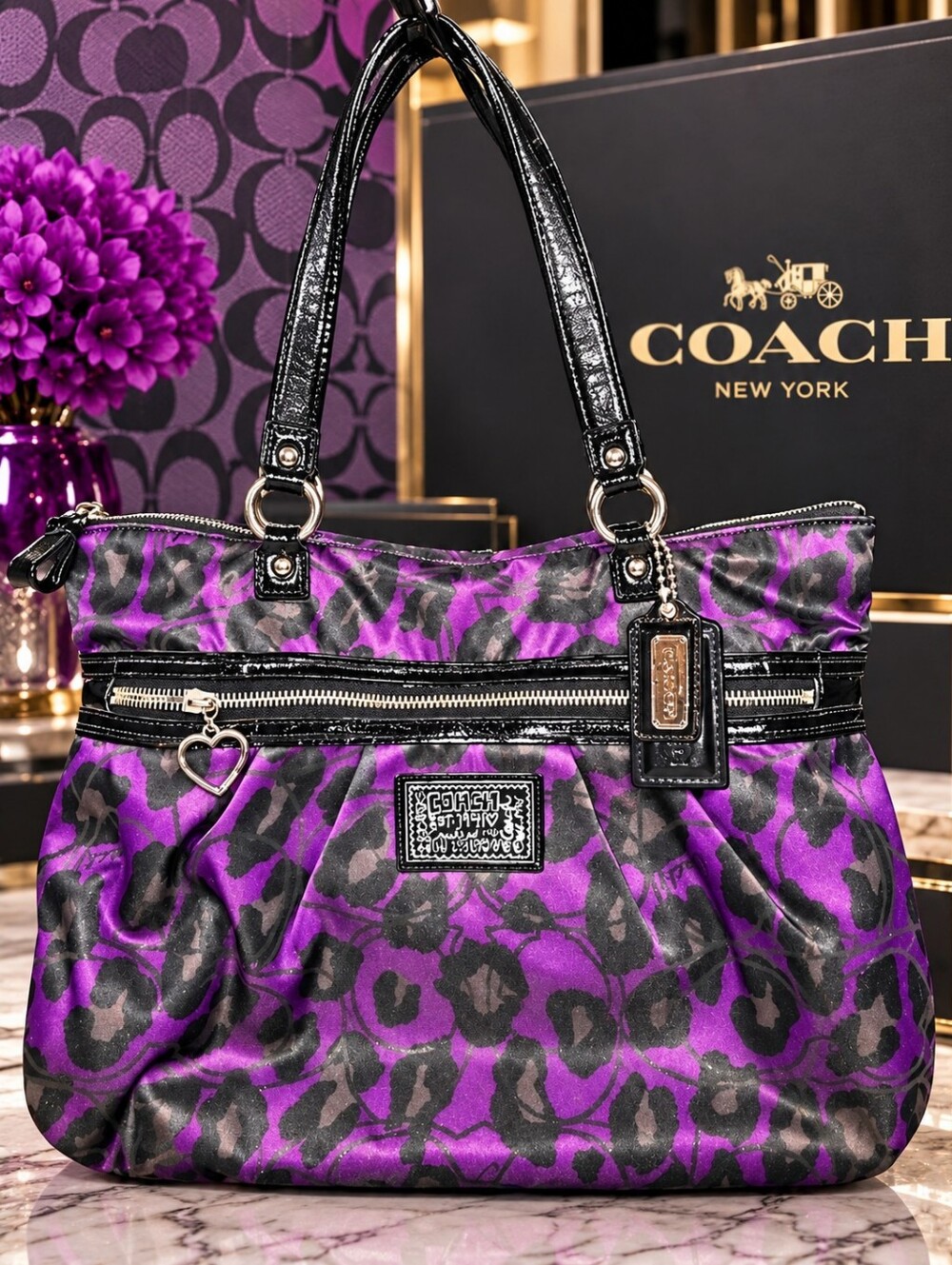 Coach Poppy Ocelot Leopard Print Glam Tote PLC